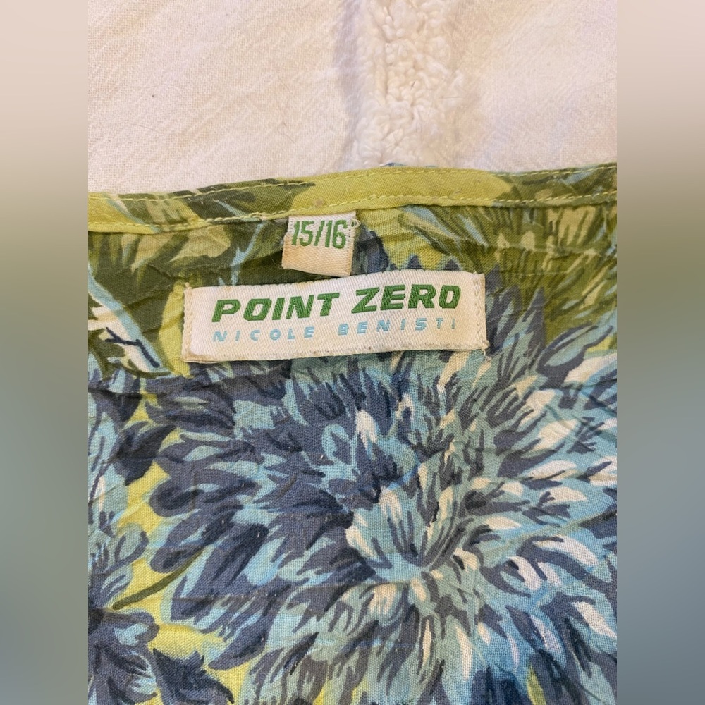 Vintage Point Zero Floral Sequin A-Line Skirt Size 15/16 Green Blue - Picture 3 of 8